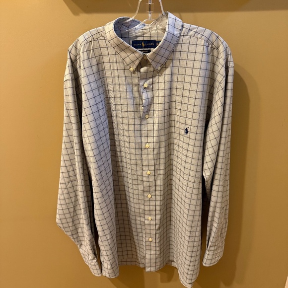 Polo Ralph Lauren 2XB Classic Fit Performance Grey/Blue Plaid Button Down Shirt - Picture 6 of 13